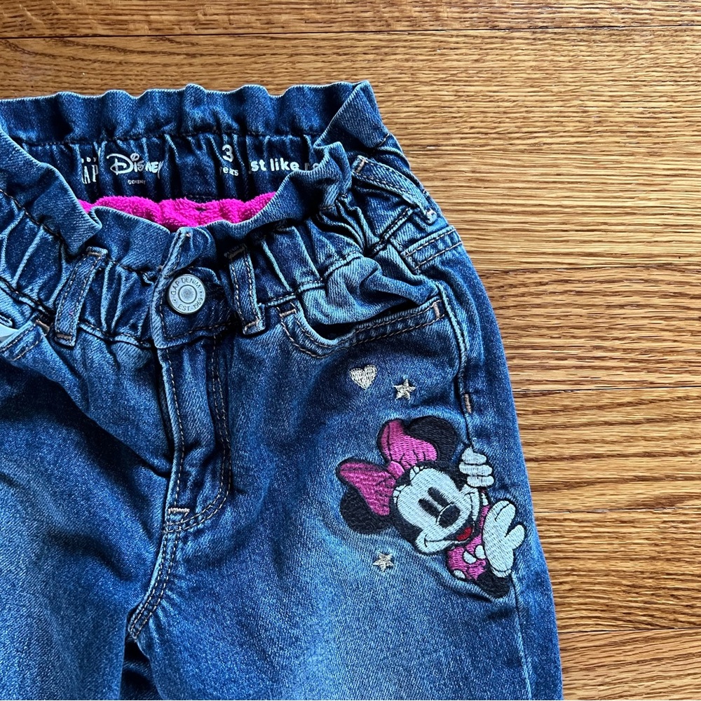Size 3, Disney Gap fleece lined blue jeans, Minnie